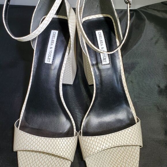 TARA SQUARE TOE SNAKE EMBOSSED BLOCK HEEL SANDAL - Picture 11 of 15